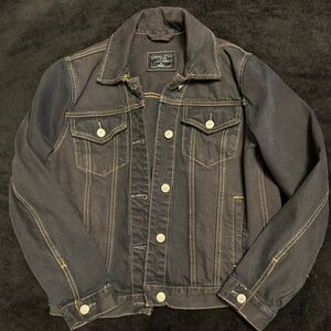 A&F Dark Navy Blue Black Denim Jacket